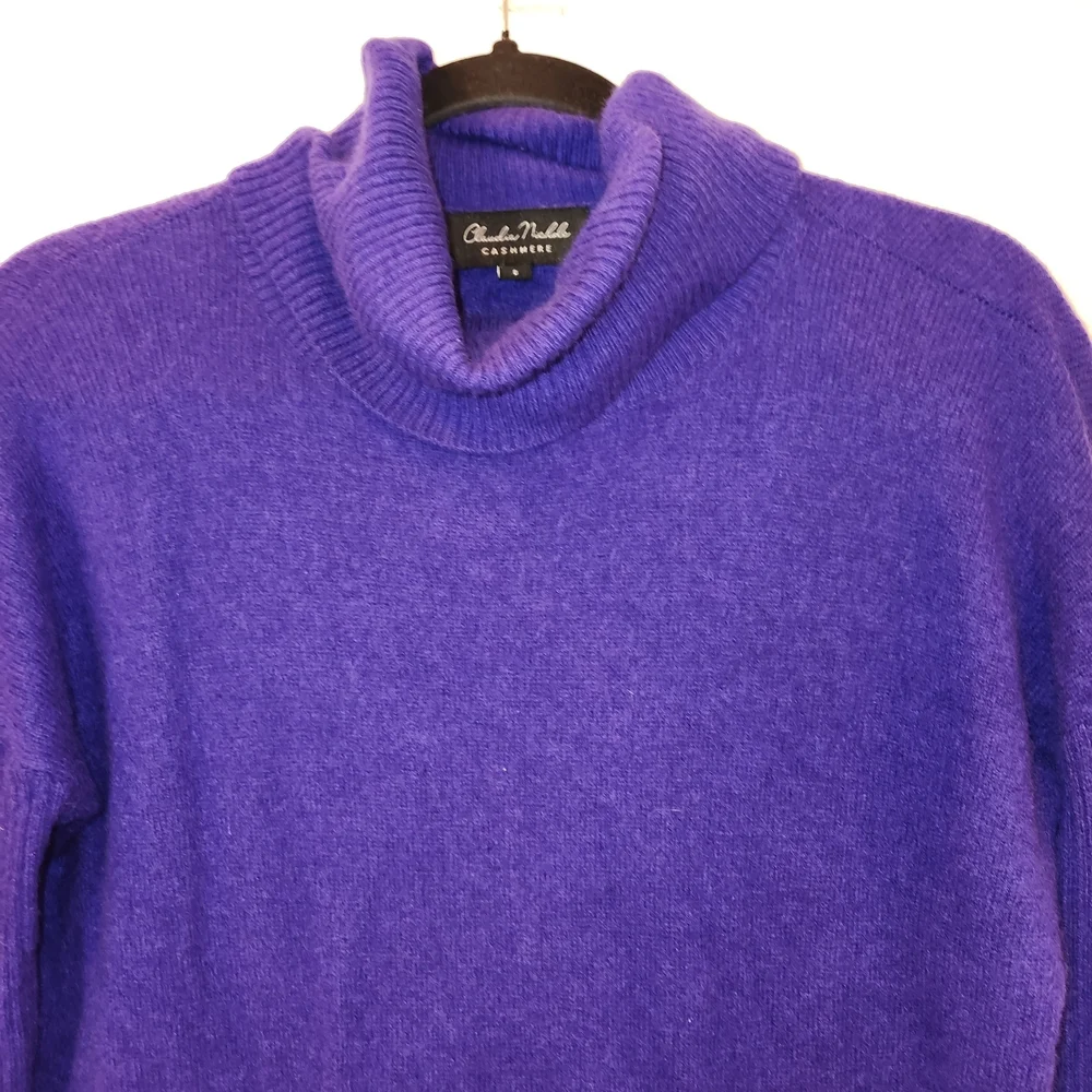 Claudia Nichole 100% Cashmere Turtleneck Tunic Sweater Royal Blue Size S Pockets